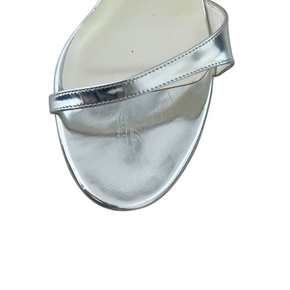 Tibi Scott Specchio Silver Leather Lace Up Kitten Heel Sandal - Picture 12 of 13